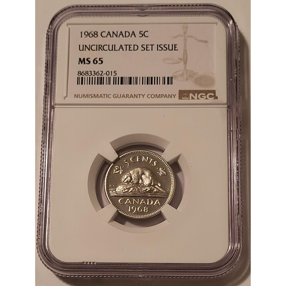 Canada Elizabeth II 1968 5 Cents Beaver MS65 NGC